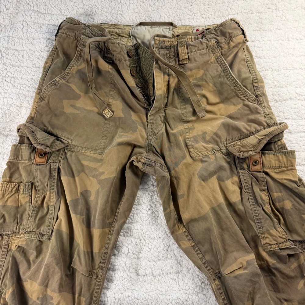Vintage Y2K Abercrombie & Fitch Mens Camo Cargo Baggy Pants Mens 34x32 Zipper